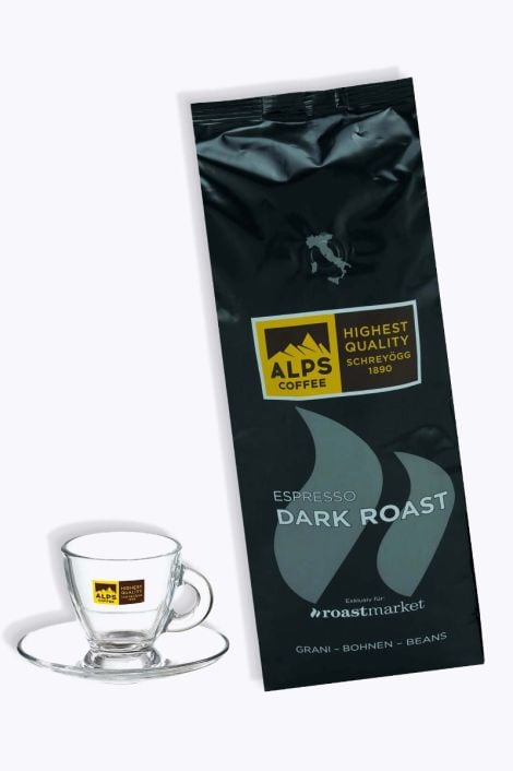 Alps Coffee Dark Roast 1kg + Gratis Glas Espressotasse