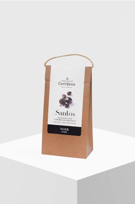 Café Tasse Kaffeebohnen Santos mit Zartbitterschokolade 50%