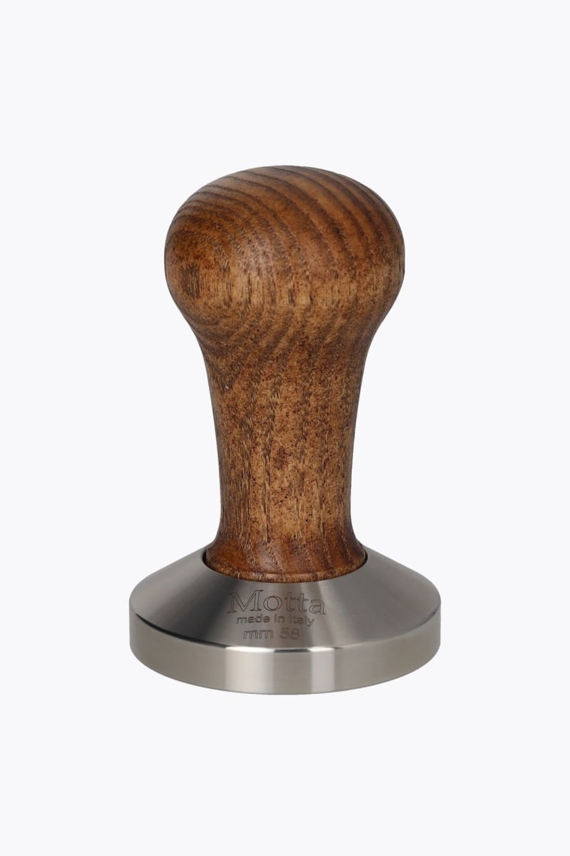 Motta Tamper Edelstahl Gewölbt mit Holzgriff Braun