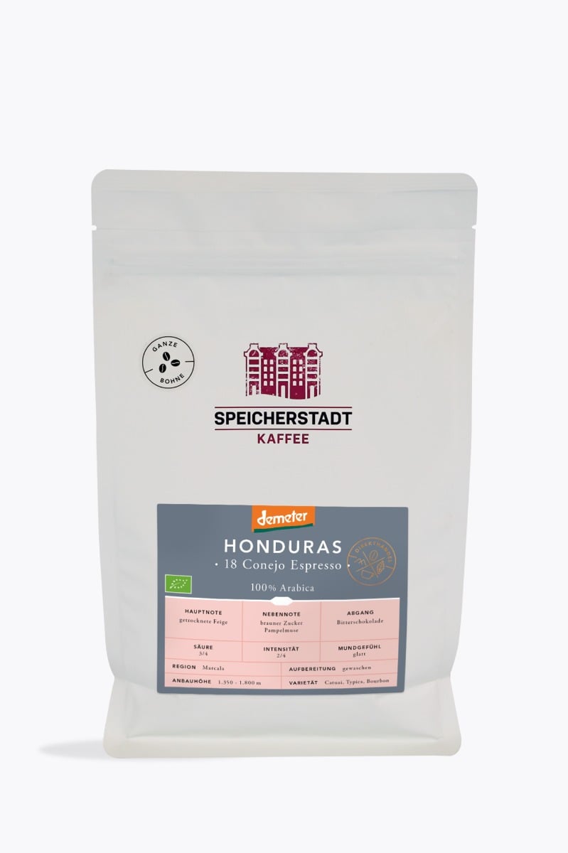 Speicherstadt Honduras 18 Conejo biologische Demeter espresso