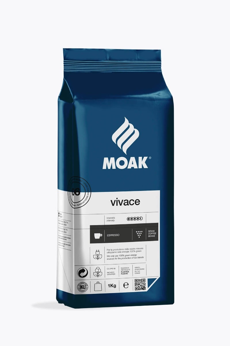Caffè Moak Vivace 1 kg | Ganze Bohne | Dunkel | Mittel Säure | Kräftig
