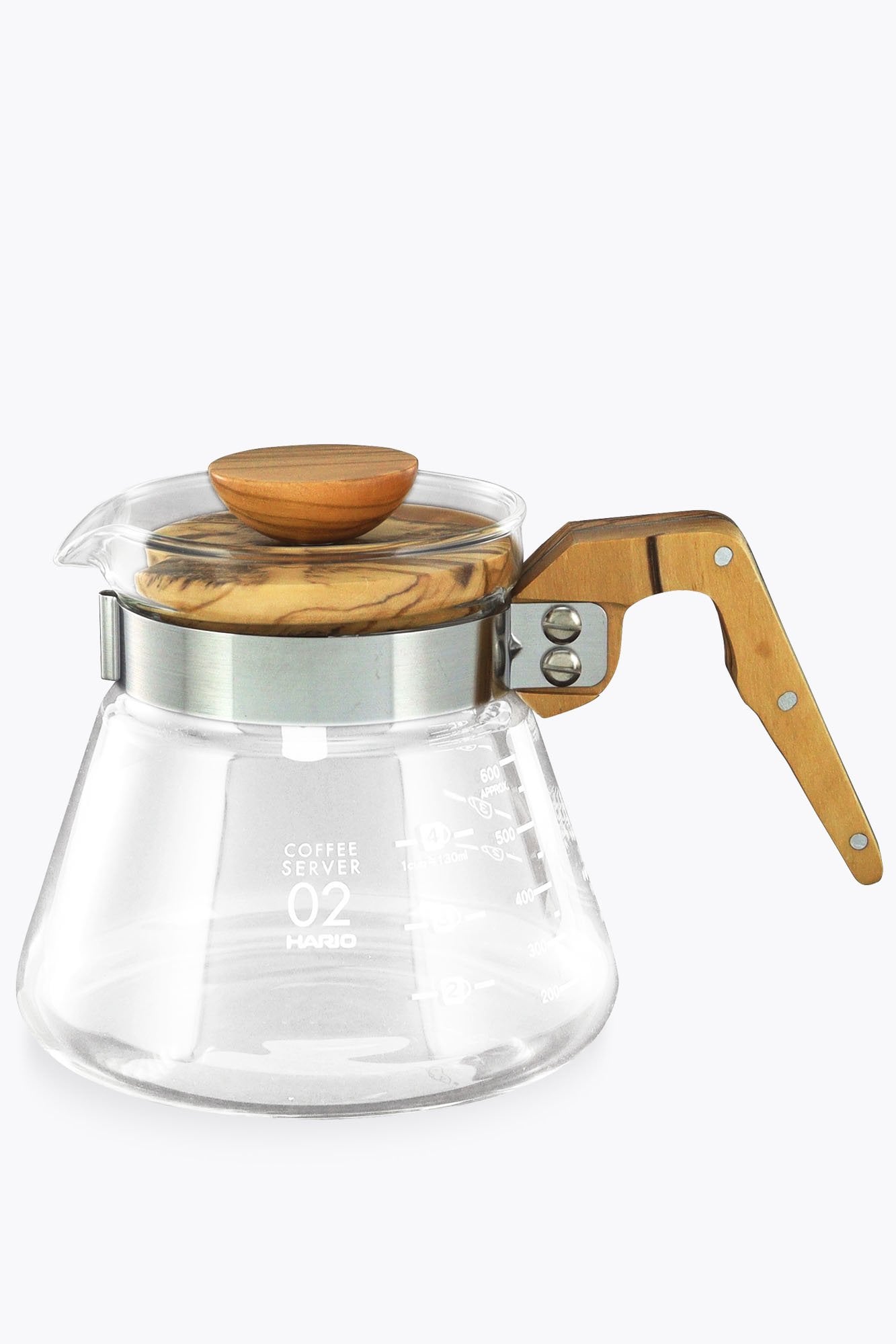 Hario Coffee Server glazen kan 600ml olijfhout